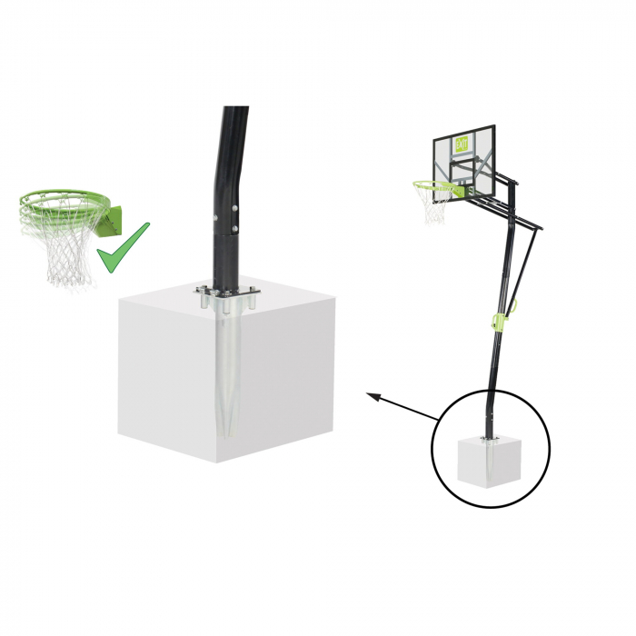 Panou de baschet pentru montaj în sol cu inel pentru slam dunk, Galaxy - verde/negru, Exit Toys [3]