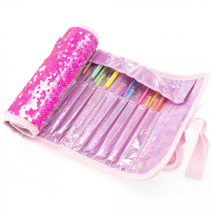 Penar rulabil Girabrilla – cu paiete reversibile și set 12 pixuri gel + 6 markere duble [2]