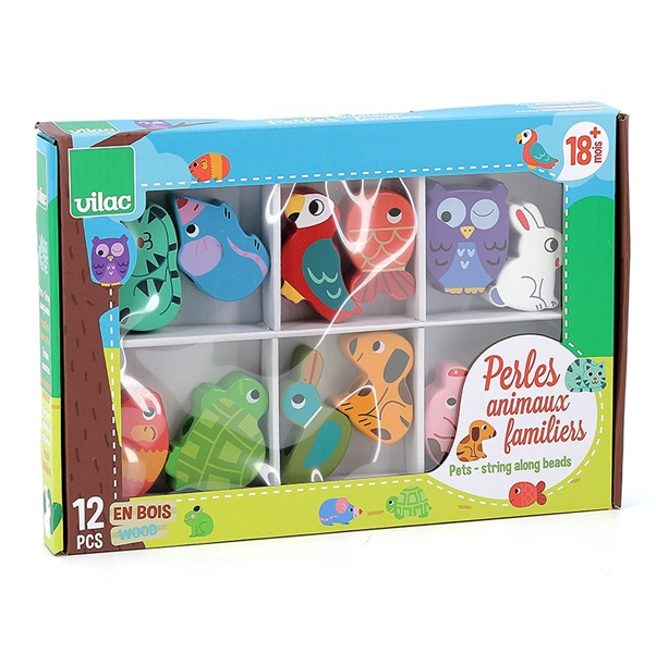 Perle din lemn de insirat pe snur - Animale familiare - Vilac [2]