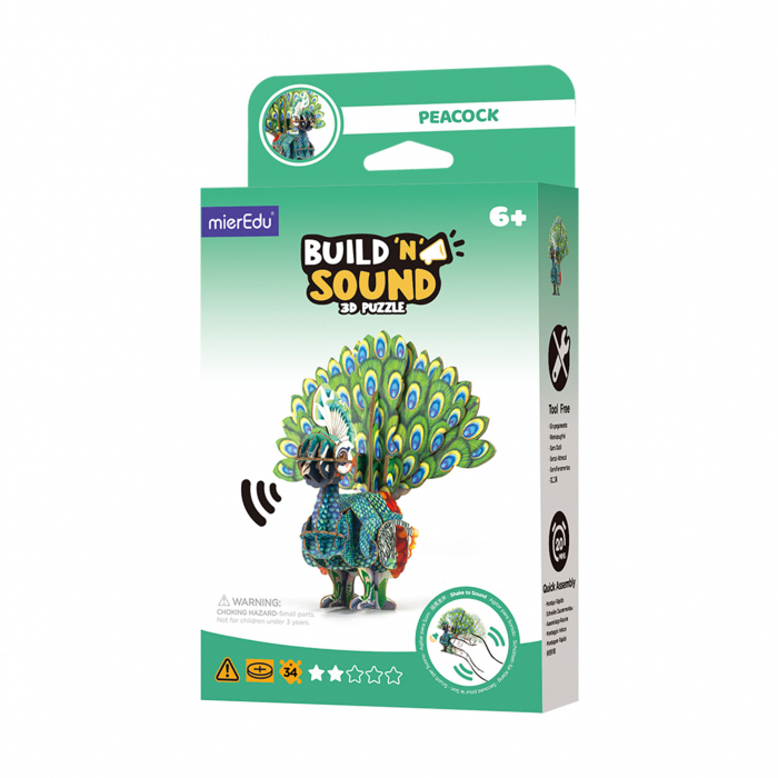 Puzzle 3D cu sunete - Paun, Build 'n' Sound [1]