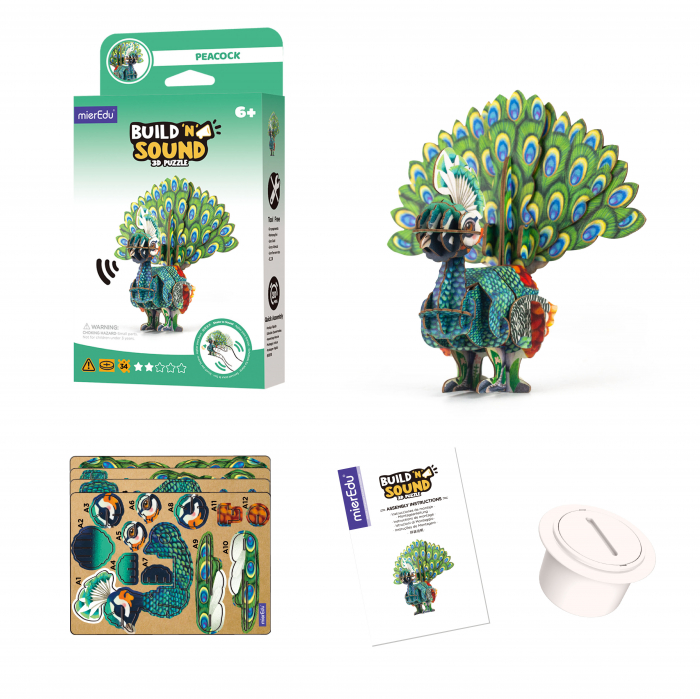 Puzzle 3D cu sunete - Paun, Build 'n' Sound [4]