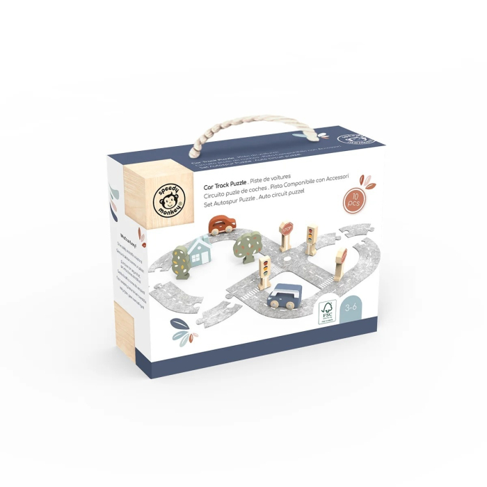 Puzzle cu pista din fetru si masinute, Speedy Monkey [3]