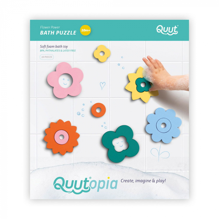 Puzzle de baie, set 10 piese, Flower power, Quut Toys [1]