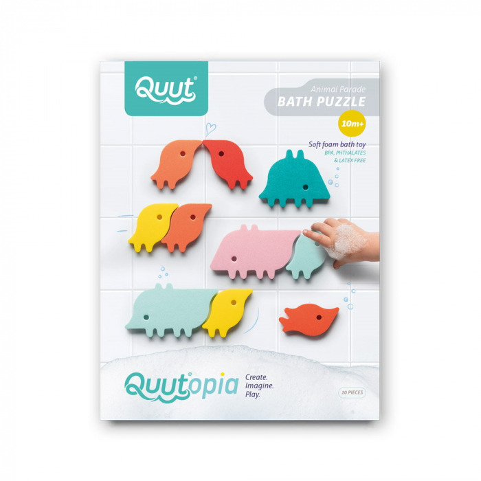Puzzle de baie, set 10 piese, Parada animalelor, Quut Toys [1]