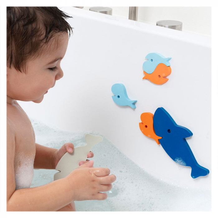 Puzzle de baie, set 10 piese, Rechinii infometati, Quut Toys [4]