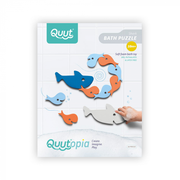 Puzzle de baie, set 10 piese, Rechinii infometati, Quut Toys [1]