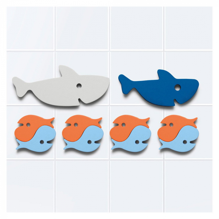 Puzzle de baie, set 10 piese, Rechinii infometati, Quut Toys [6]