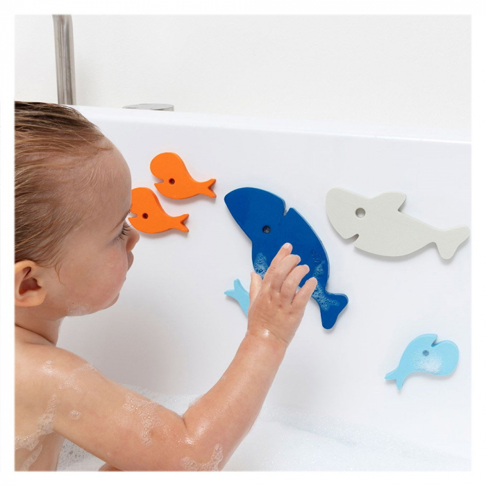 Puzzle de baie, set 10 piese, Rechinii infometati, Quut Toys [3]