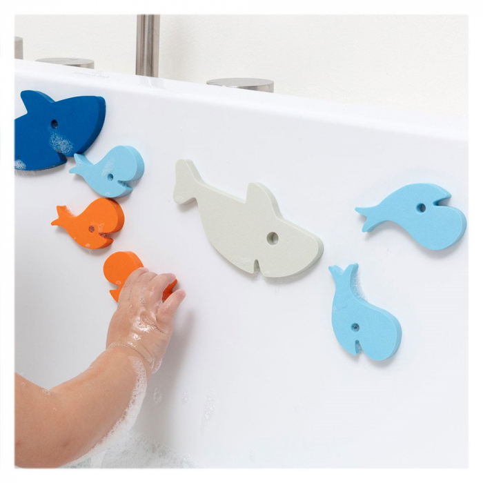 Puzzle de baie, set 10 piese, Rechinii infometati, Quut Toys [5]