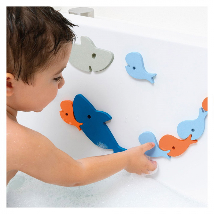 Puzzle de baie, set 10 piese, Rechinii infometati, Quut Toys [2]