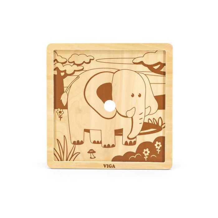 Puzzle din 9 piese mari - elefant [2]