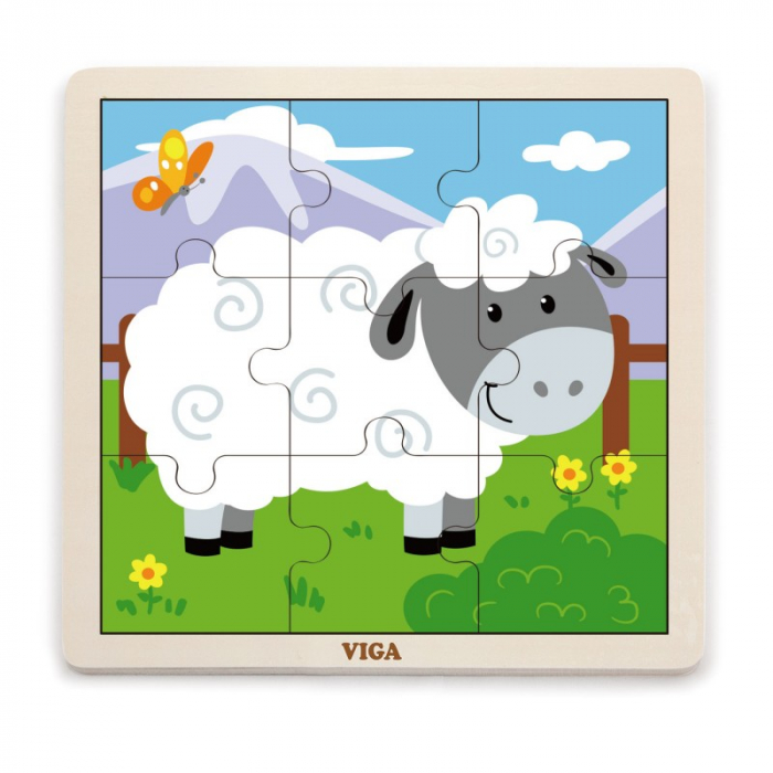 Puzzle din 9 piese mari - oaie, Viga [3]