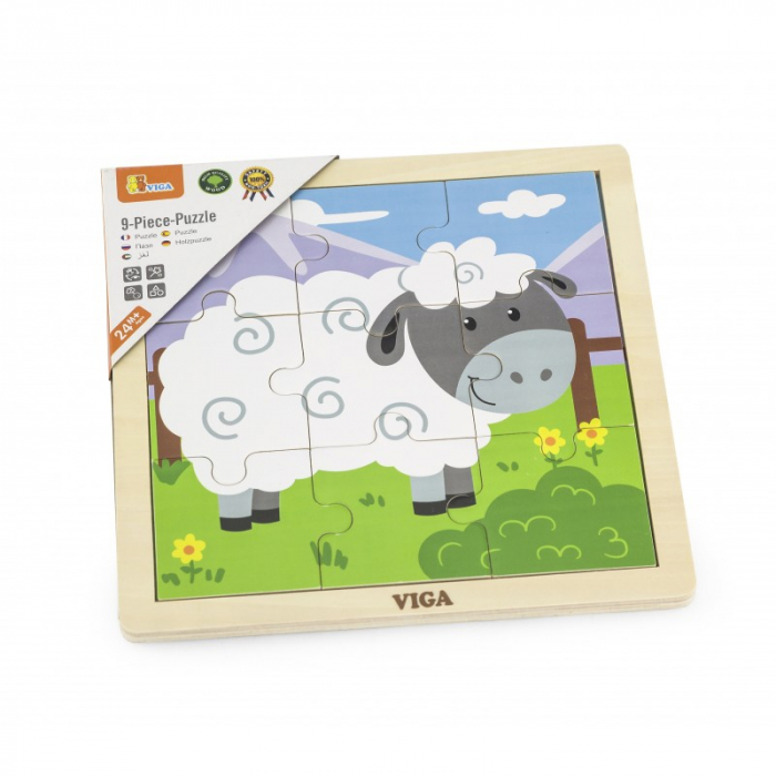 Puzzle din 9 piese mari - oaie, Viga [1]