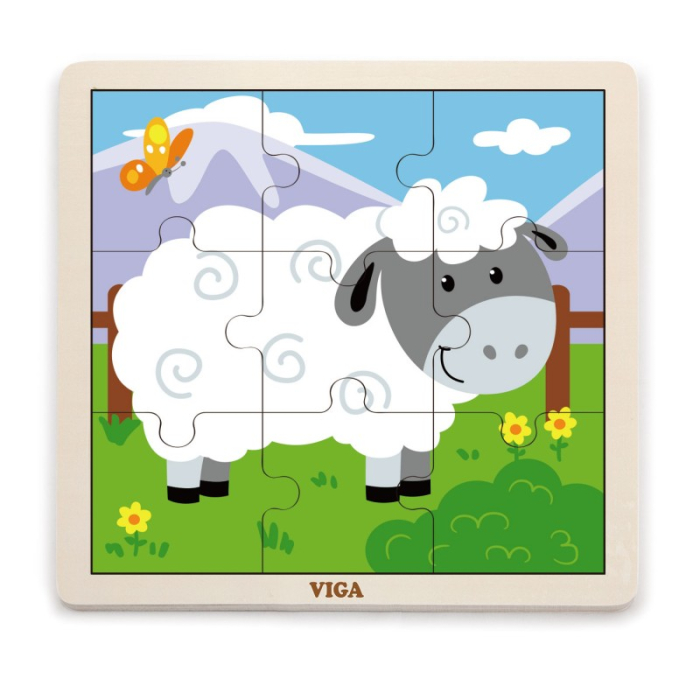 Puzzle din 9 piese mari - oaie, Viga [3]