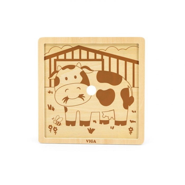Puzzle din 9 piese mari - vaca, Viga [2]