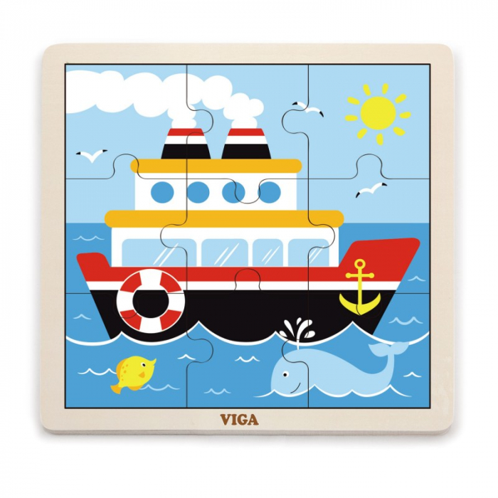 Puzzle din 9 piese mari - vapor, Viga [3]