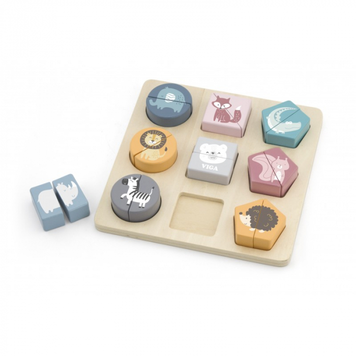 Puzzle din cuburi din lemn cu animale salbatice, PolarB Viga [2]