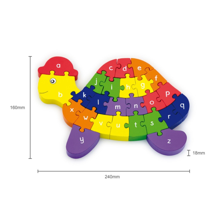 Puzzle din lemn 3D cu litere si cifre - broscuta testoasa [4]