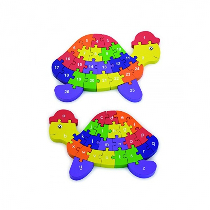 Puzzle din lemn 3D cu litere si cifre - broscuta testoasa [2]