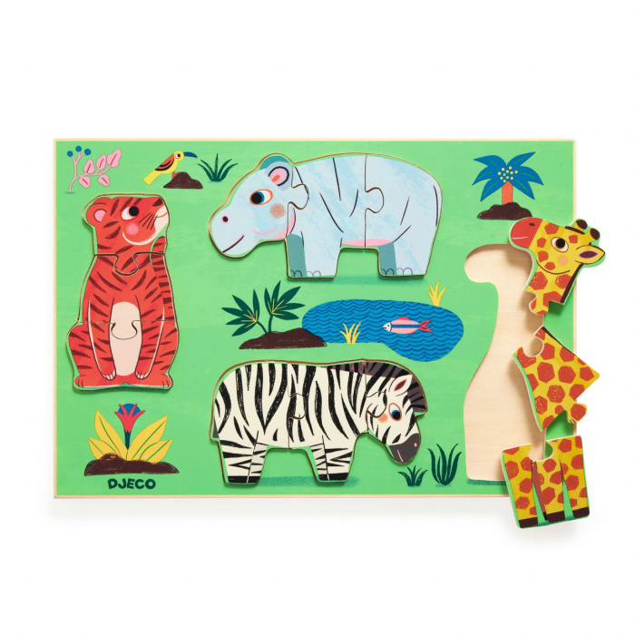 Puzzle din lemn Coucou Tigre, Djeco [4]