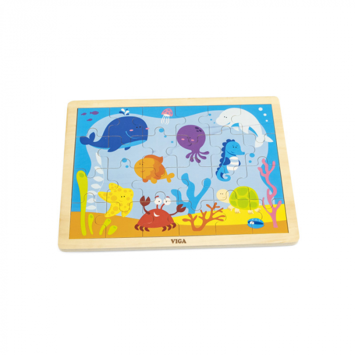 Puzzle din lemn cu 24 piese, Animale din ocean, Viga [3]