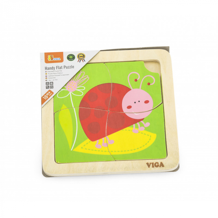 Puzzle din lemn din 4 piese mari, Buburuza, Viga [2]