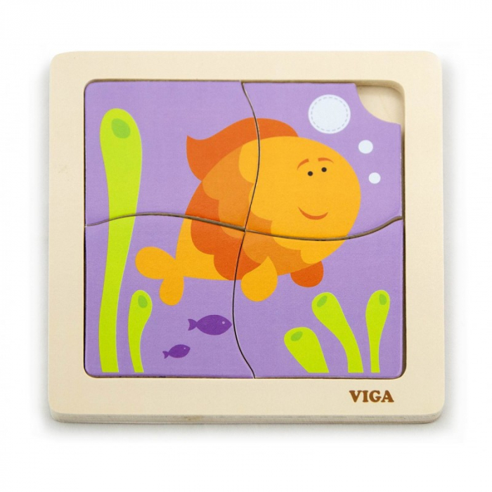 Puzzle din lemn din 4 piese mari - peste, Viga [3]