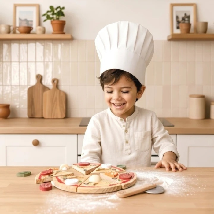 Puzzle din lemn in forma de pizza, Speedy Monkey [4]