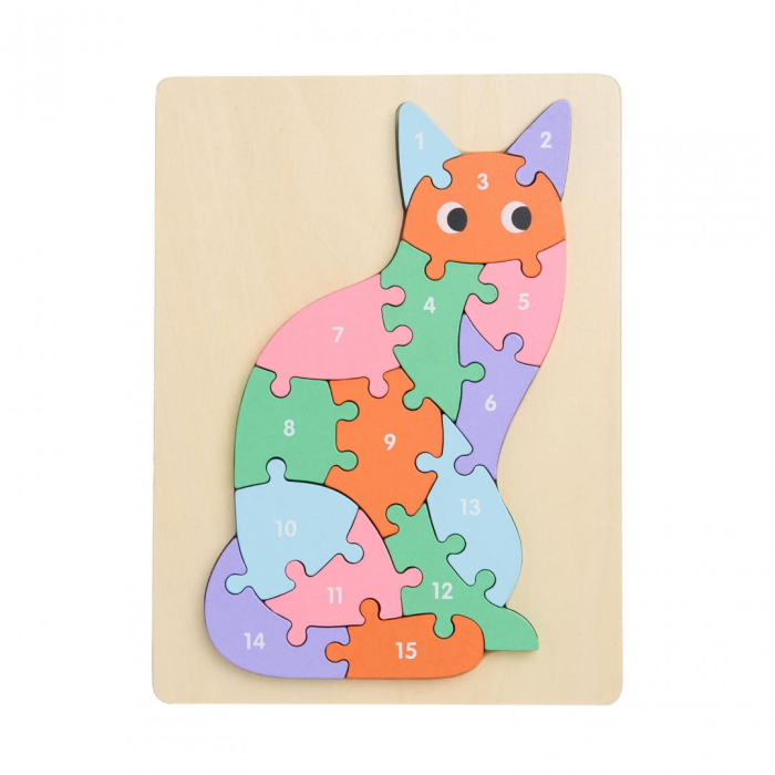 PUZZLE DIN LEMN, PISICA, 16 PIESE, MOMKI [2]