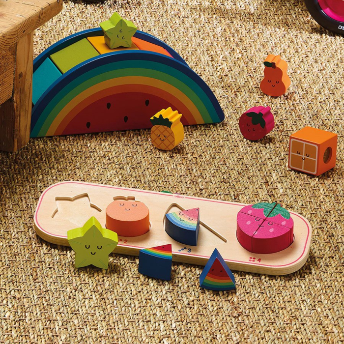 Puzzle incastrat din lemn - 1,2,3,4 Fructe - Vilac [3]