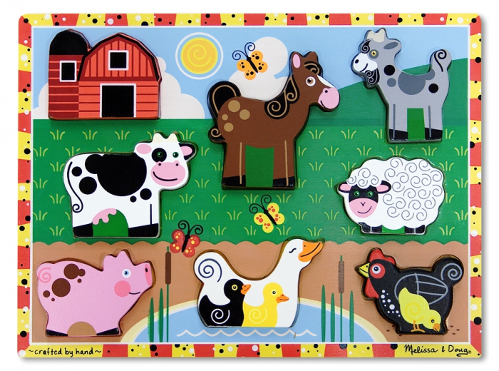 Puzzle lemn in relief Animale de ferma Melissa and Doug [2]