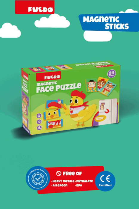 PUZZLE MAGNETIC DIN SPUMA EVA CU FEȚE, PUEDO [2]