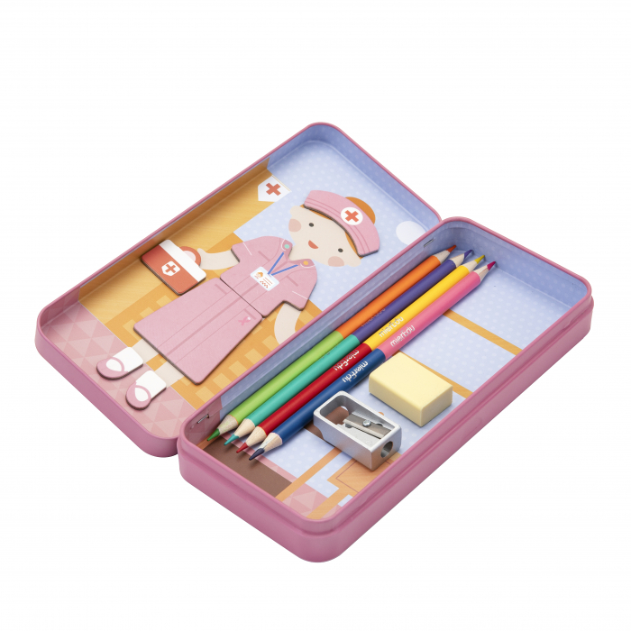 Puzzle magnetic in cutie metalica, joc de potrivire si asociere - Doctor [7]