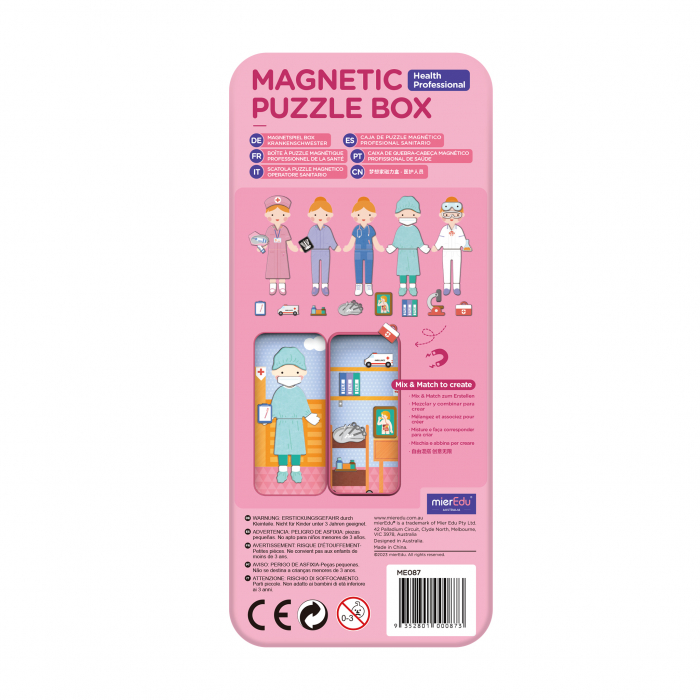 Puzzle magnetic in cutie metalica, joc de potrivire si asociere - Doctor [3]