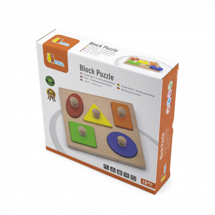 Puzzle Montessori cu maner, Forme geometrice, Viga [2]