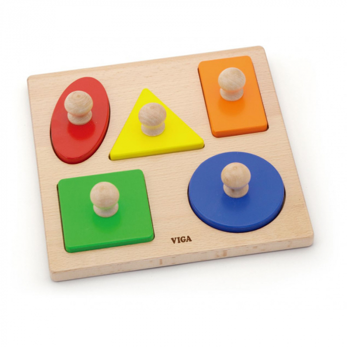 Puzzle Montessori cu maner, Forme geometrice, Viga [3]