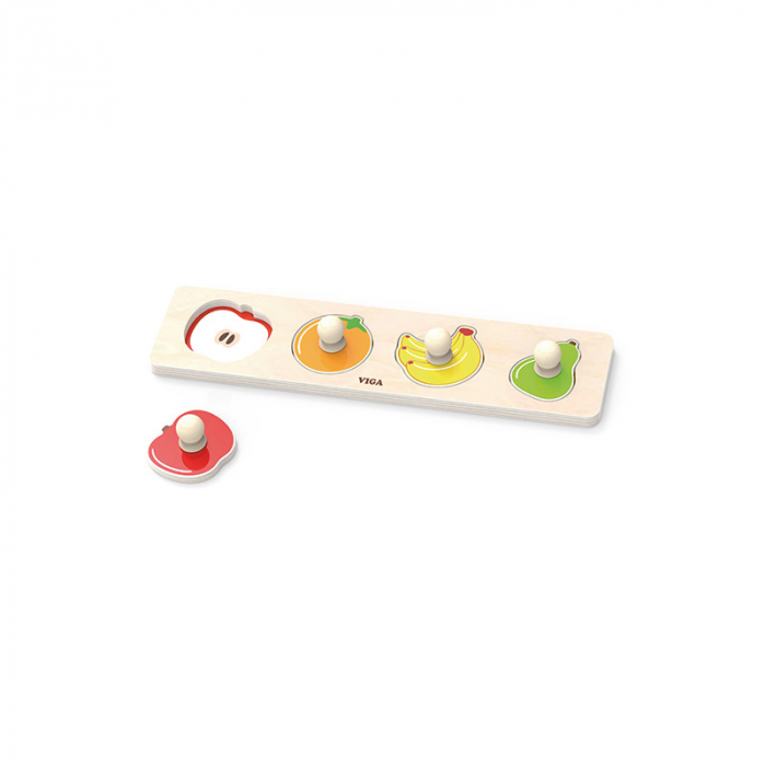 Puzzle Montessori cu maner, Fructe, Viga [4]