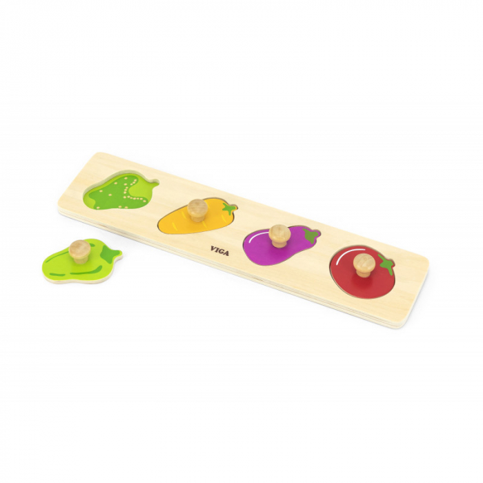 Puzzle Montessori cu maner, Legume, Viga [4]