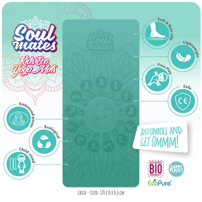 Saltea Yoga pentru copii, ecologica - Earth, turcoaz [3]