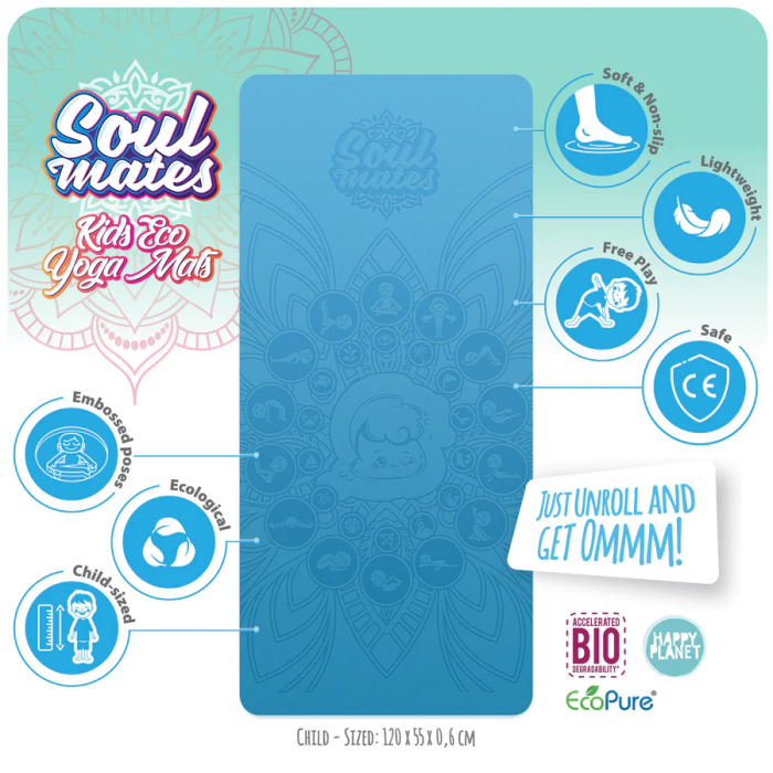 Saltea Yoga pentru copii, ecologica - Wave, albastra [3]
