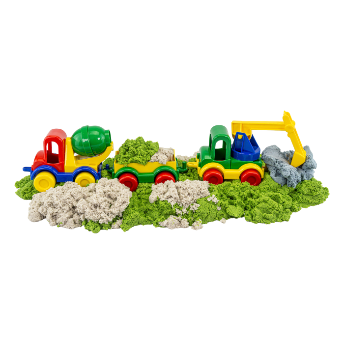 Set senzorial cu nisip dinamic, nisip pufos si vehicule – Șantier de construcții [6]