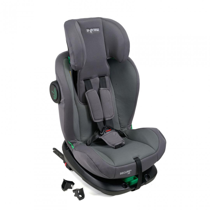 Scaun auto U-Grow Secure+ 40-150 cm , 360 grade ,  4 pozitii de ajustare pe spate , 10 pozitii de ajustare a tetierei pe inaltime, gri, U-Grow [7]