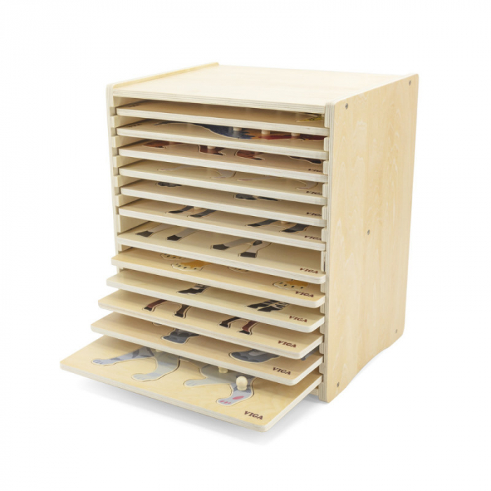 Set 12 puzzle-uri Montessori cu raft de depozitare, Viga [1]