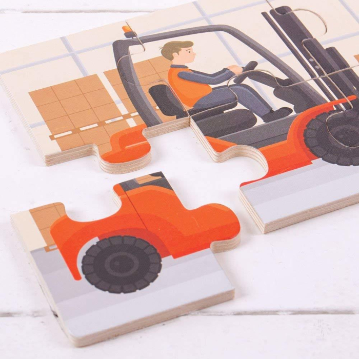 Set 3 puzzle din lemn - Vehicule pentru constructii [4]