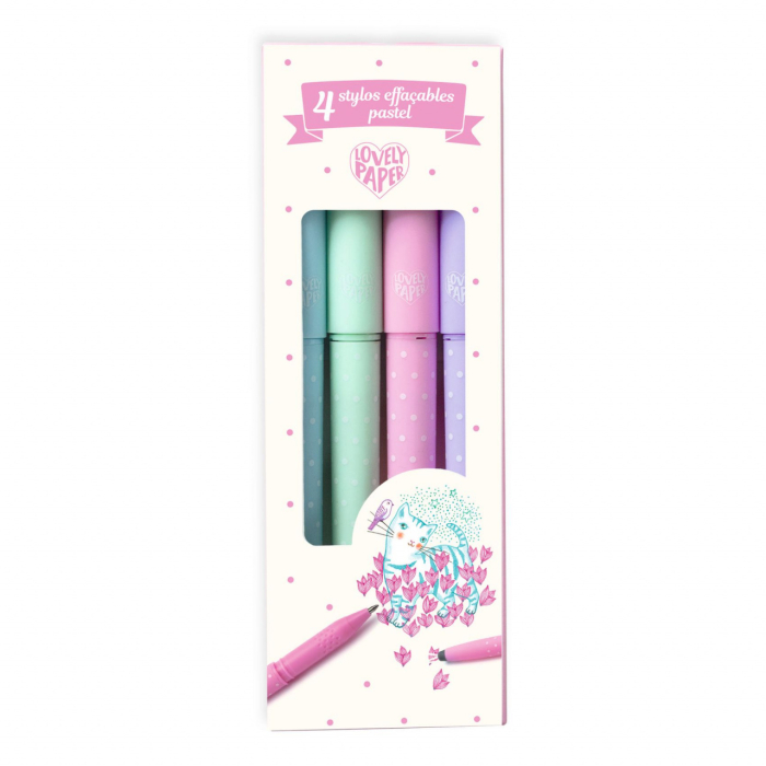 Set 4 pixuri cu radiera culori pastel, Djeco [3]