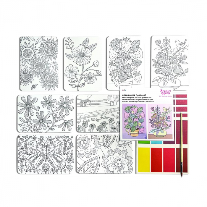 Set artistic cu acuarele DIY - Scenic Hues - Flori și grădini [2]