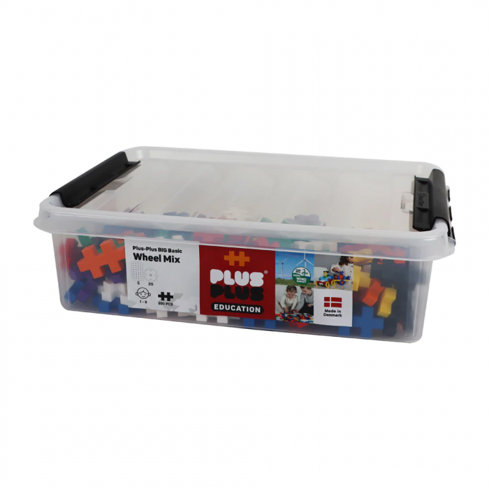 Set constructie educativ Plus-Plus, 200 piese mari, mix, cu roti si placi de baza [2]