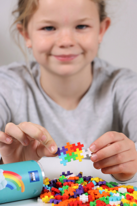Set constructie Plus-Plus, tub 100 piese, Rainbow Mix, culorile curcubeului [4]