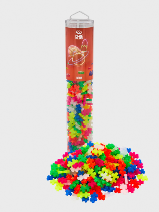 Set constructie Plus-Plus, tub 240 piese, Neon Mix, culori fluorescente [2]