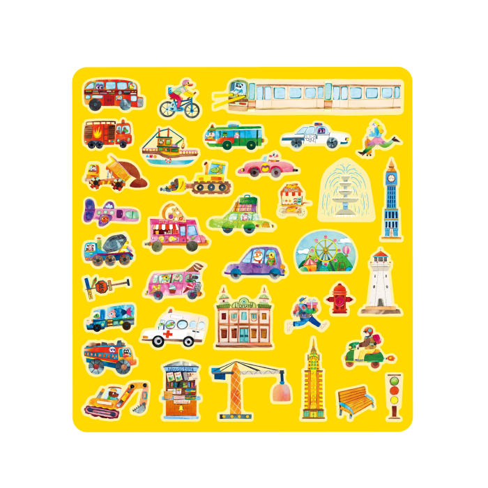 Set creativ cu stickere moi reutilizabile – Orașul în mișcare [2]